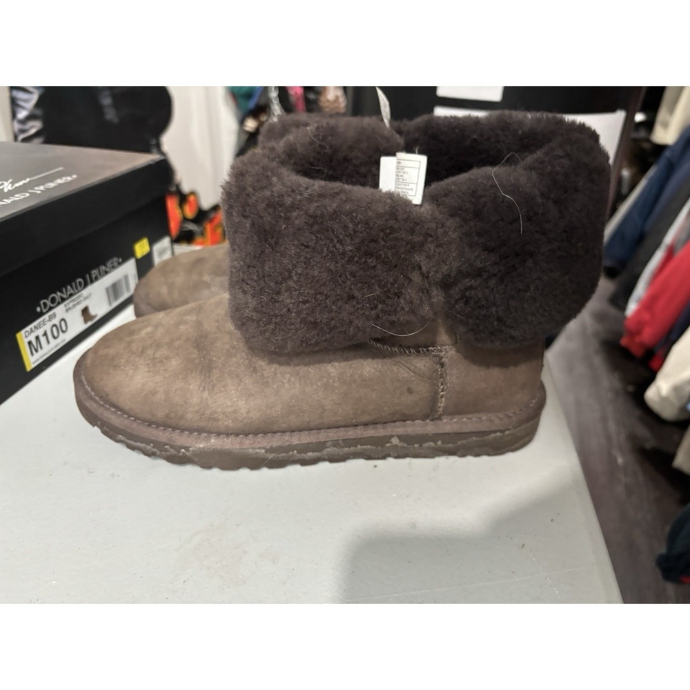 Ugg Australia Womens Bailey Button Boots Brown Suede Shearling Lined Pull On 10